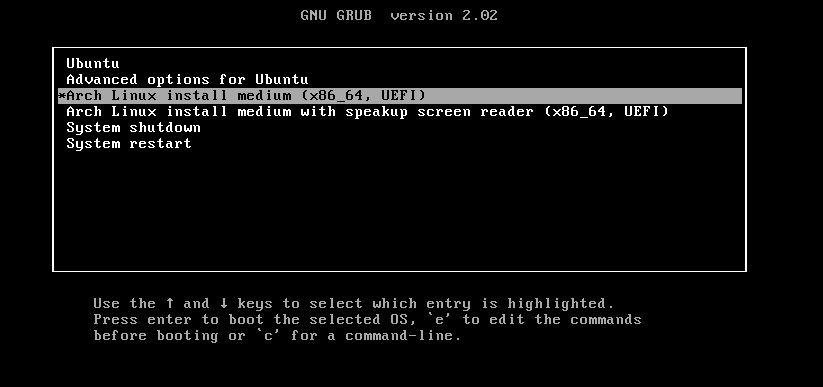grub出现archlinux选项